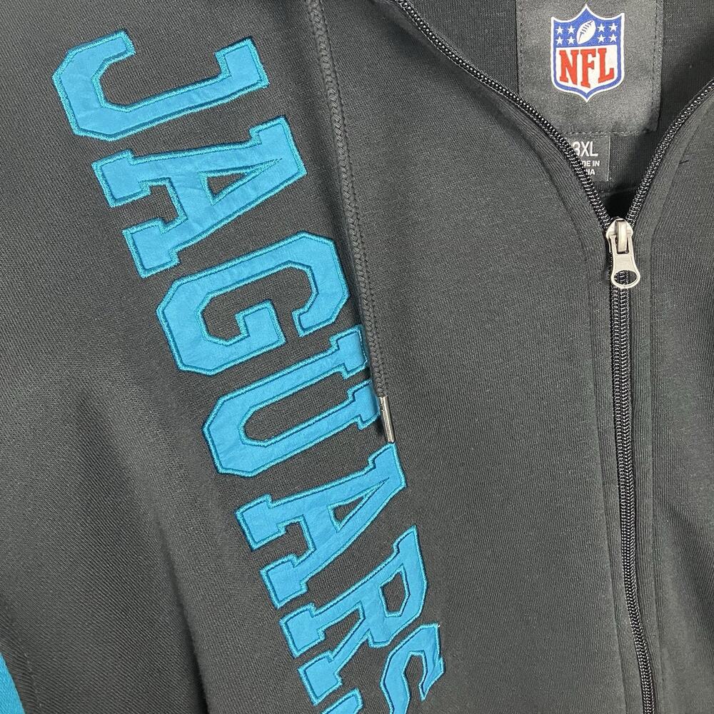 Jacksonville Jaguars Full Zip Hoodie Mens 3XL NFL Embroidered Black Teal - Picture 6 of 14